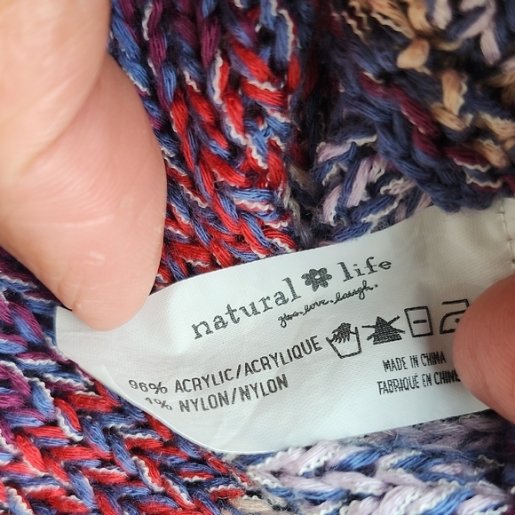 NATURAL LIFE Purple and Gray Striped Fringe Sweater - Picture 3 of 11